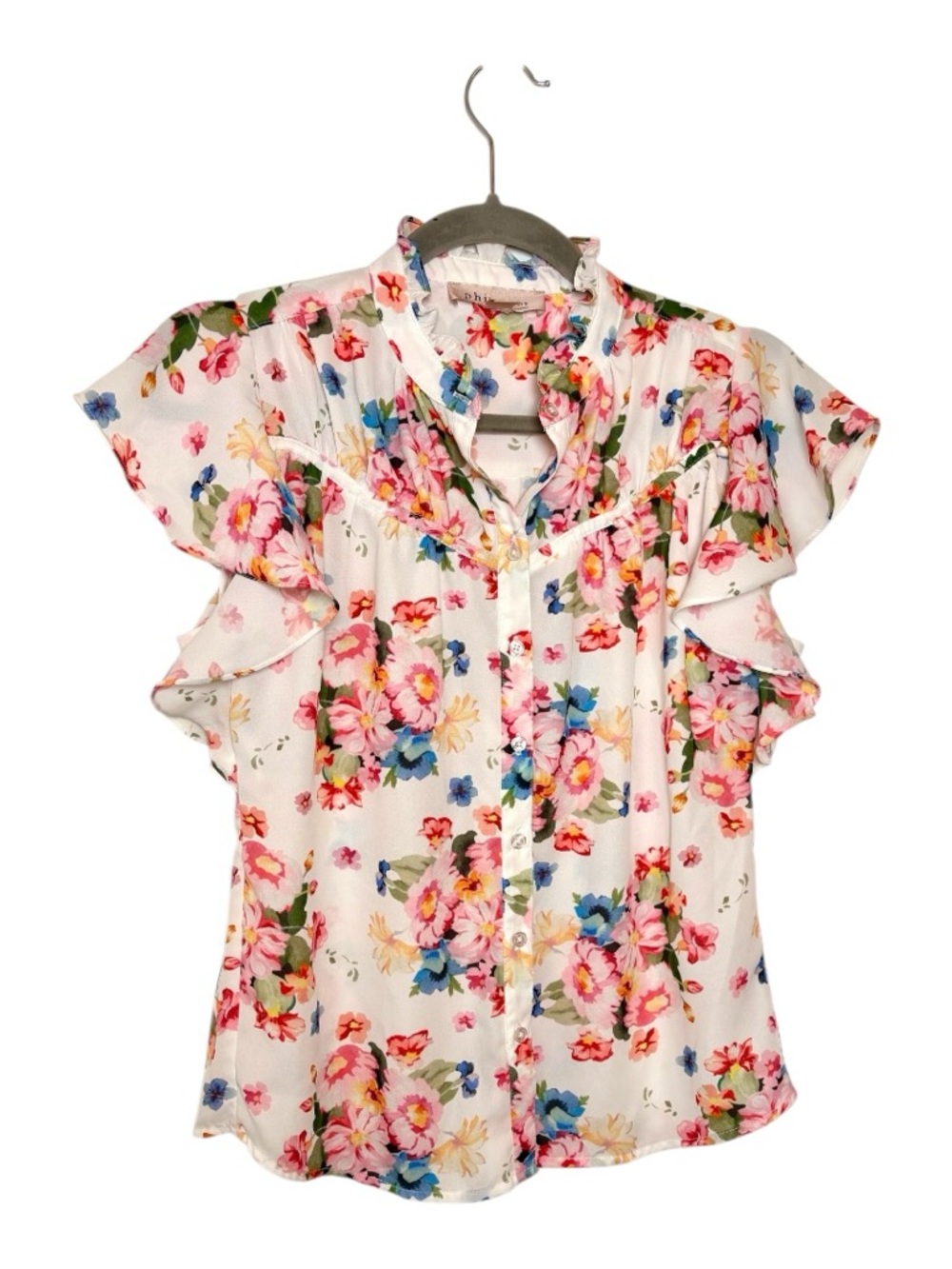 Philosophy Floral Ruffle Sleeve Blouse Romantic Feminine Classic XS